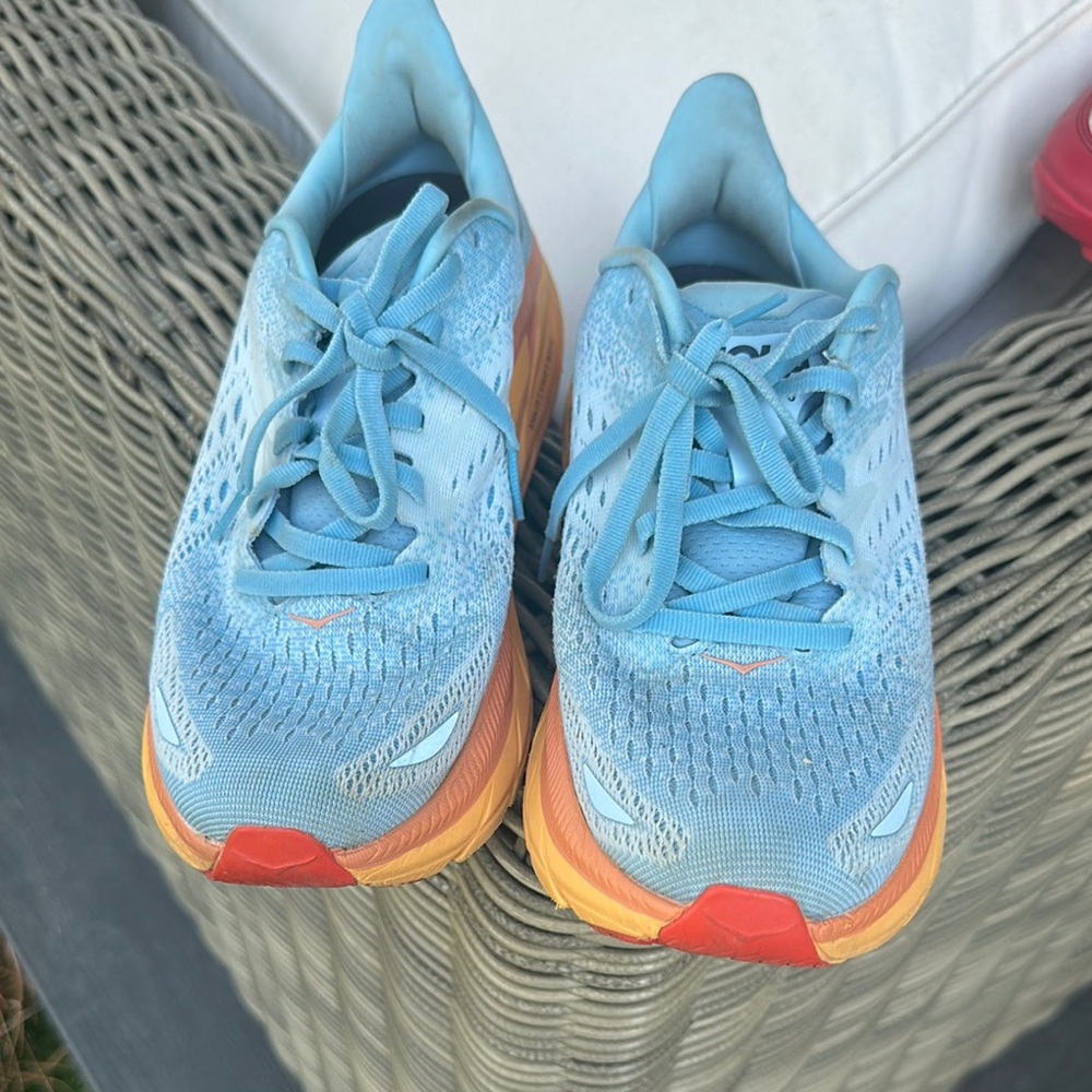 Blue and Orange Athletic Running Shoes